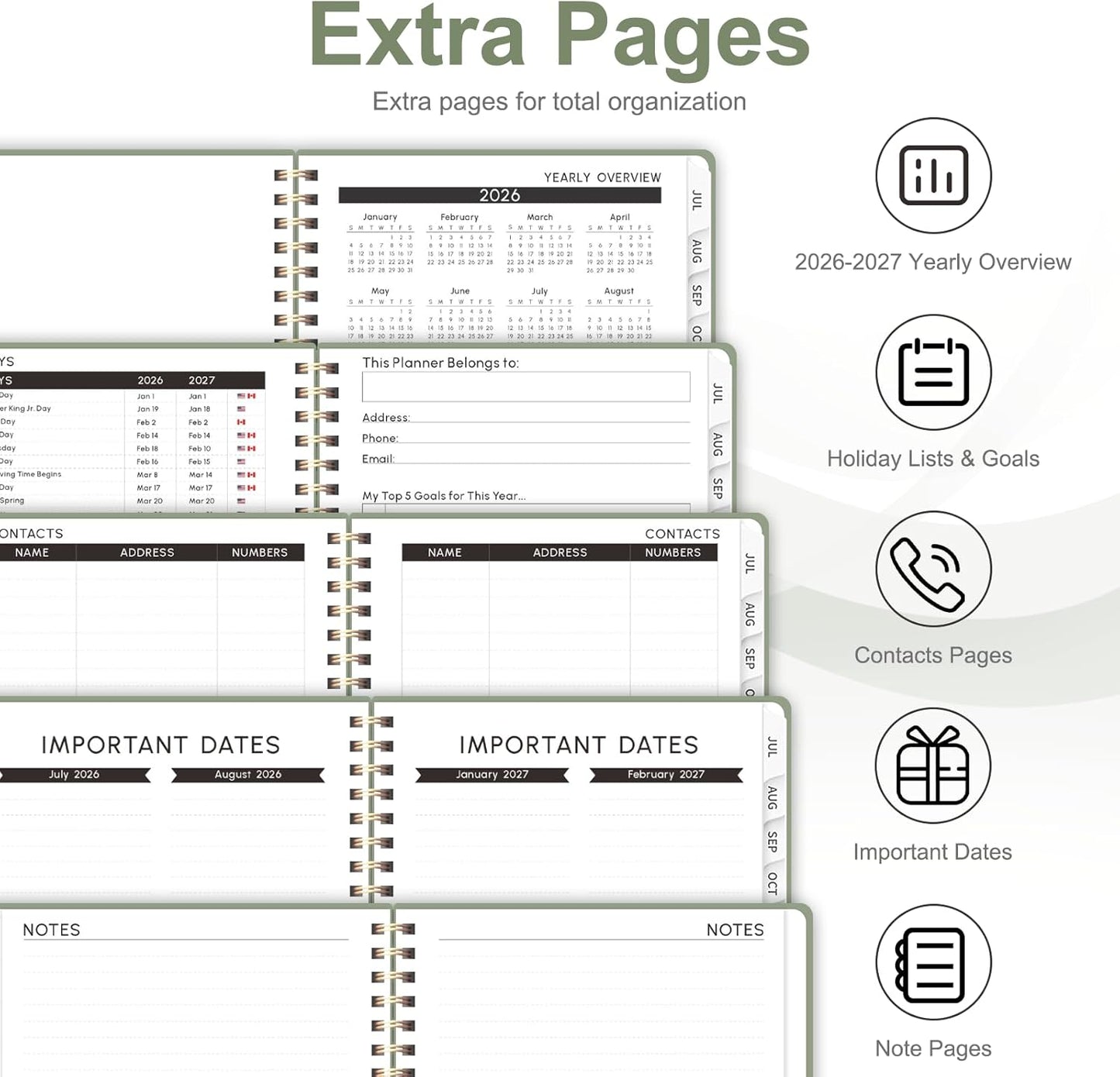 Planner 2026-2027, Weekly and Monthly Academic Year Calendar Planner, July 2026 - June 2027, Daily Agenda Book for Office School Supplies, A5(6.3'' x 8.5'')