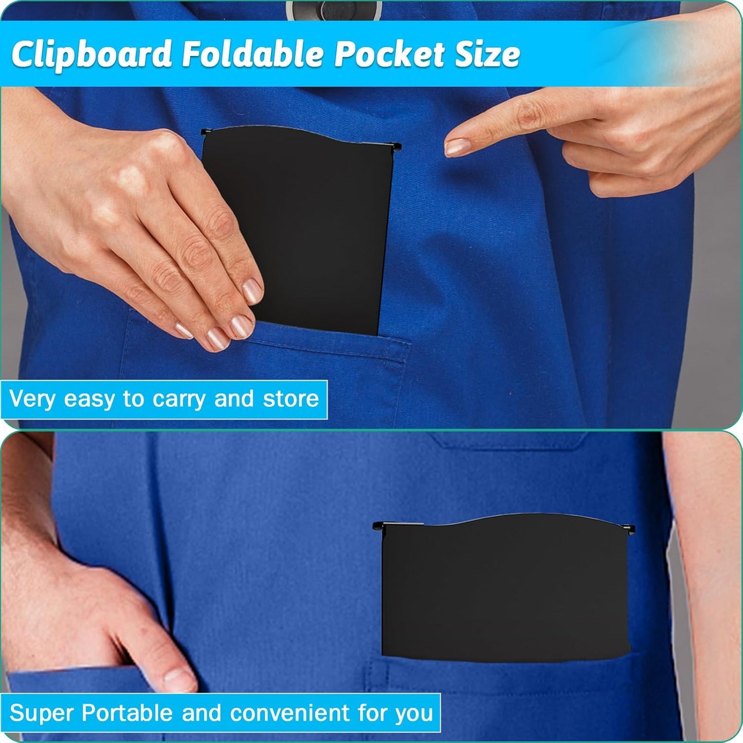 Nursing Clipboard Foldable Clipboard Medical: Edition Cheat Sheets Aluminum 3 Layers Foldable Clipboards Nursing Pocket Size Profile Clip Nurse Clipboards Notepad for Nurses Students and Doctors