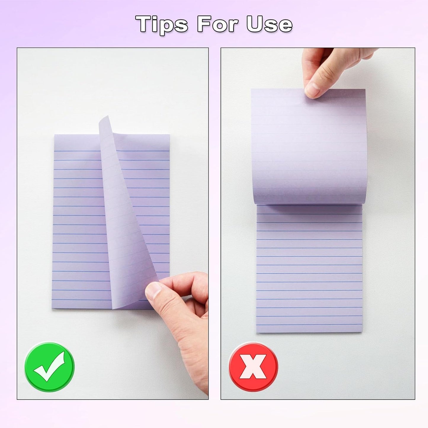 9 Pack Lined Sticky Notes 4X6 in Post Sticky Notes with Lines, Large Ruled Post Sticky Colorful Super Sticking Power Memo Pads Strong Adhesive (Pink Themed)