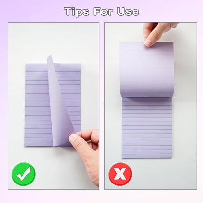 9 Pack Lined Sticky Notes 4X6 in Post Sticky Notes with Lines, Large Ruled Post Sticky Colorful Super Sticking Power Memo Pads Strong Adhesive (Pink Themed)