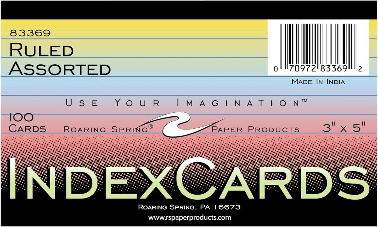 Roaring Spring Mini Index Cards 3"x2.5", 200 Count, 100# White Single Sided Ruled Paper, In Convent Tray Holder, Blank on Back (Pack of 1)