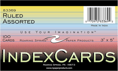 Roaring Spring Mini Index Cards 3"x2.5", 200 Count, 100# White Single Sided Ruled Paper, In Convent Tray Holder, Blank on Back (Pack of 1)