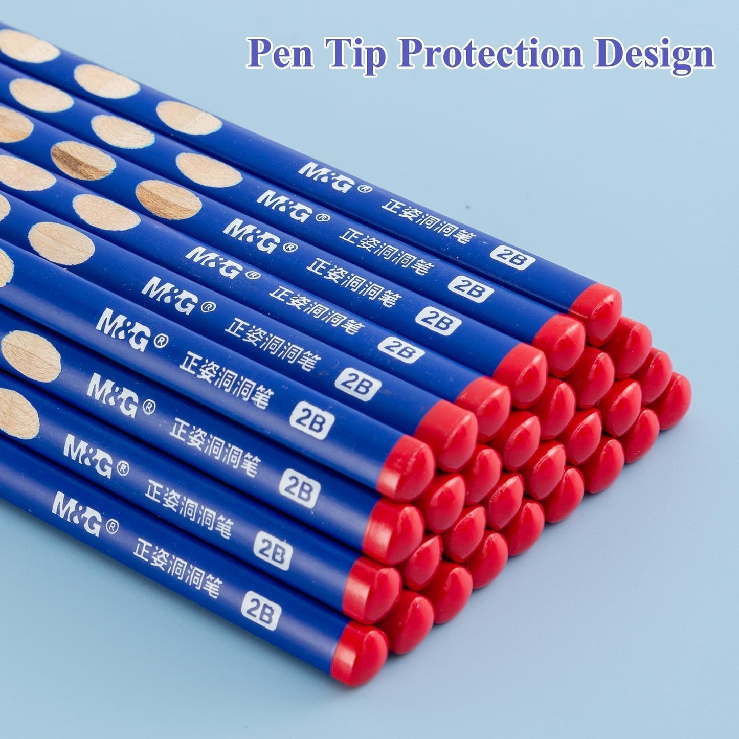M&G 30pcs Triangular Pencils, 2B Pencils with Grip Correction, Wooden Graphite Pencils, Pre-Sharpened Break-Resistant, Suitable for Writing, Drawing, and Sketching