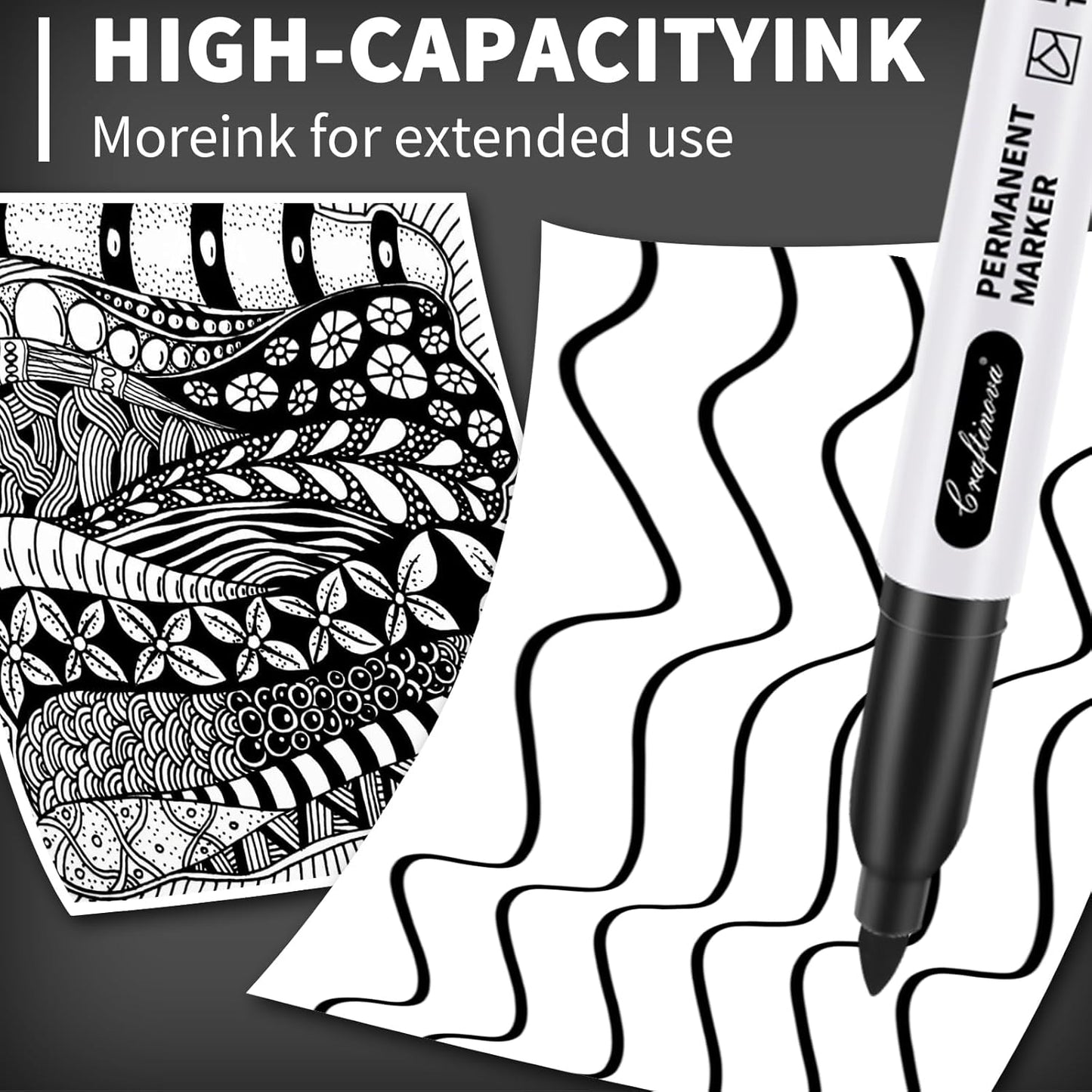 Black Permanent Markers Bulk Fine Point, Fine Tip Markers Set, Quick Drying and Fade Resistant, Works on Wood, Plastic, Paper, Metal for Classroom, Office, Home, 24 Count