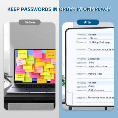 MOSA BEAR Password Keeper Book with Alphabetical Tabs，4.3"x5.7" Small Password Books for Seniors Password Notebook for Internet Website Address Log in Detail（Dark Blue）