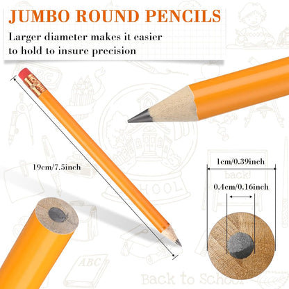 Fainne 96 Pcs Jumbo Pencil with Black Core Cedar Wooden Pencil with Eraser for Carpenters Students Teachers School Construction Woodworkers Beginners Office Workers(Red,Classic)