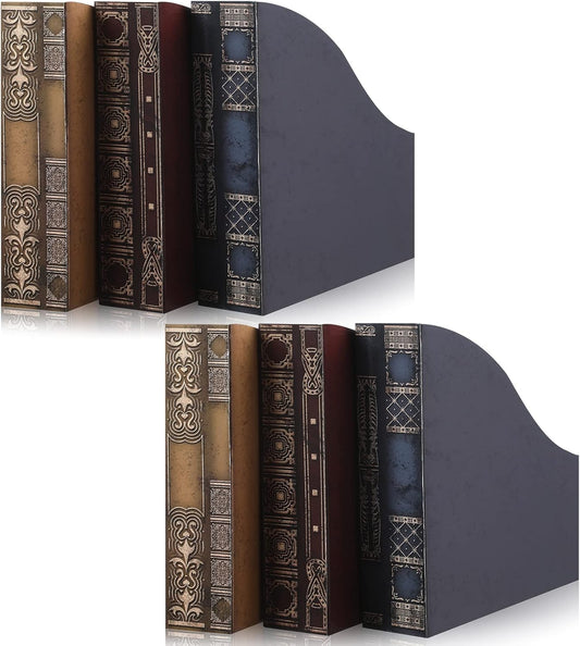 Geetery 6 Pcs File Magazine Organizer 3 x 11 x 12'' Vintage Decorative Classic Books Themed Magazine Holder Easy to Assemble Classic Books Rack File for Shelves Desk Home(Chic)