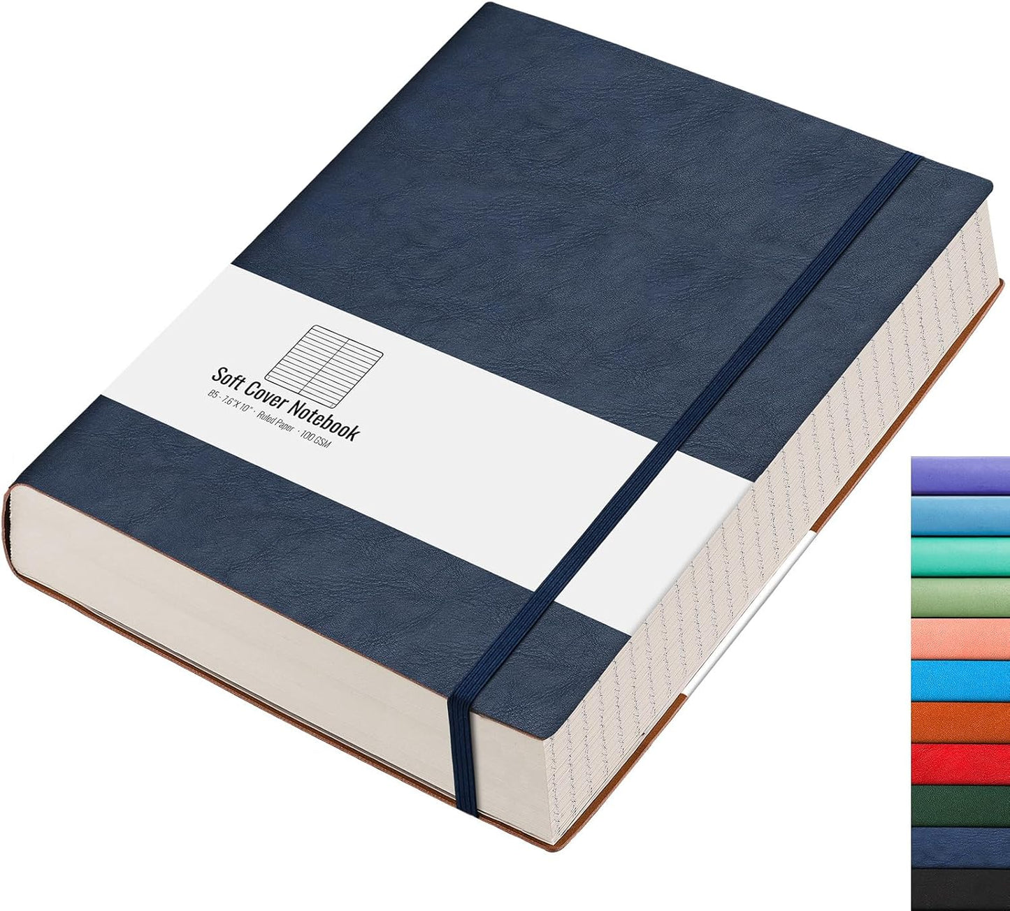 AHGXG 8.5''×11'' Notebook College Ruled - Large A4 Notebook Lined Journal - 320 Pages Thick Journal for Writing, 100gsm Thick Paper, Leather Softcover, for Work School - Black