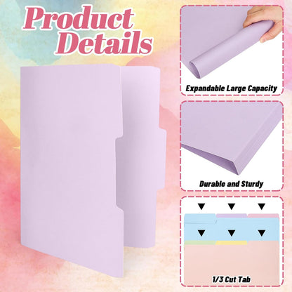 Whaline 24 Pack Dusty Blue File Folders Letter Size 6 Colors Gradient Blue File Pockets with 1/3 Cut Tab for Home Office Classroom Supplies, 8.9 x 11.6 Inch