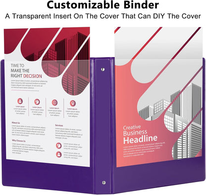CIXILDTS 1-Inch Round Ring Binders, Standard 3 Ring Binder Fit Letter Size Paper, Presentation View Binders, 6 Packs, Assorted