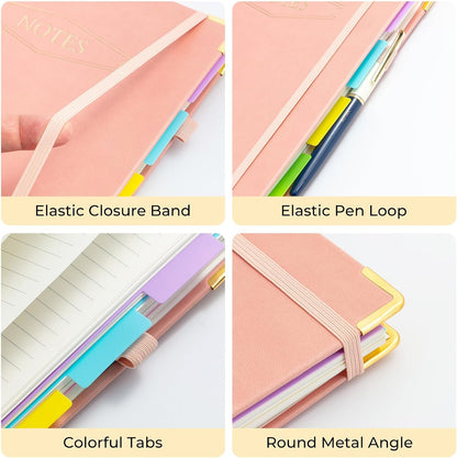 M&G Hardcover Spiral Notebook, 5 Subject Noteboook College Ruled 300 Page, Large 8"x10" B5 Notebooks for Work School, Lined Journal for Women & Men, Black