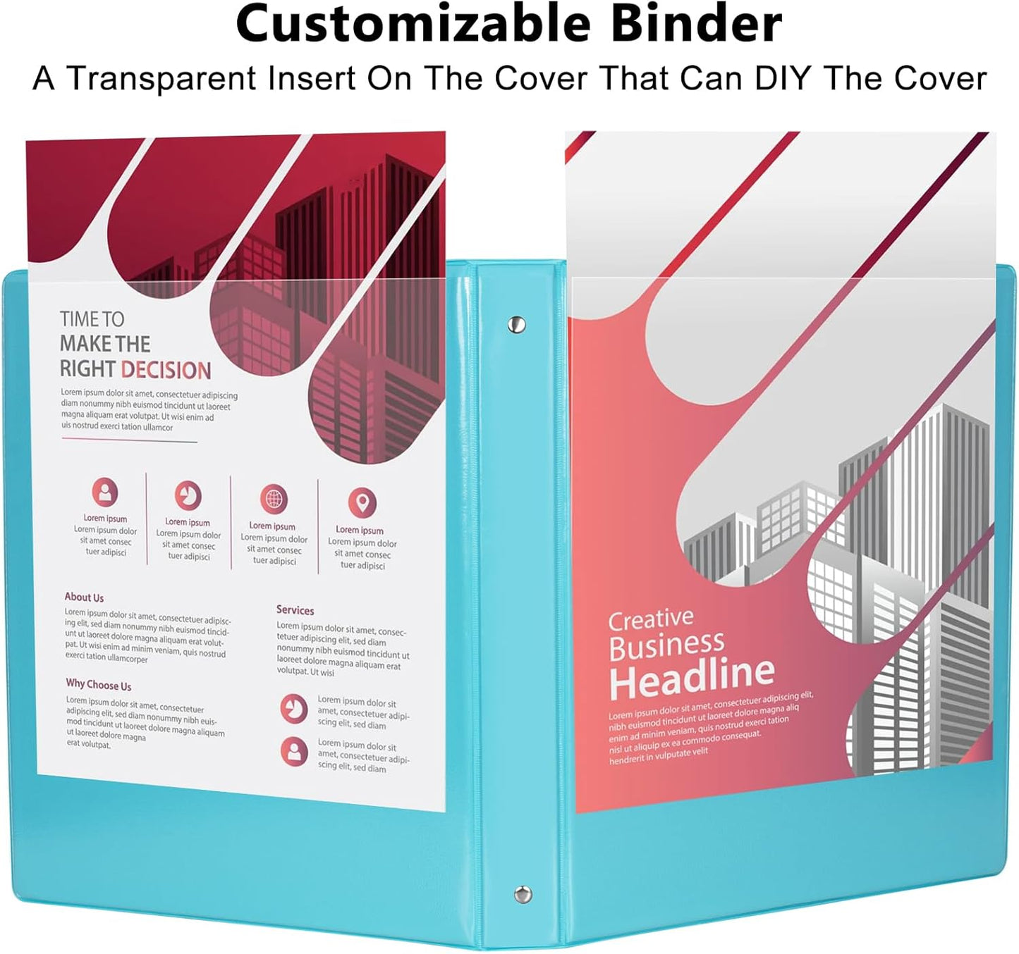 CIXILDTS 1-Inch Round Ring Binders, Standard 3 Ring Binder Fit Letter Size Paper, Presentation View Binders, 6 Packs, Assorted