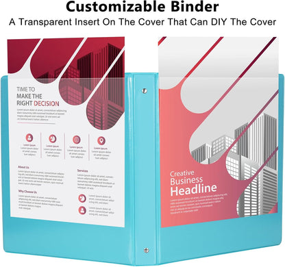 CIXILDTS 1-Inch Round Ring Binders, Standard 3 Ring Binder Fit Letter Size Paper, Presentation View Binders, 6 Packs, Assorted