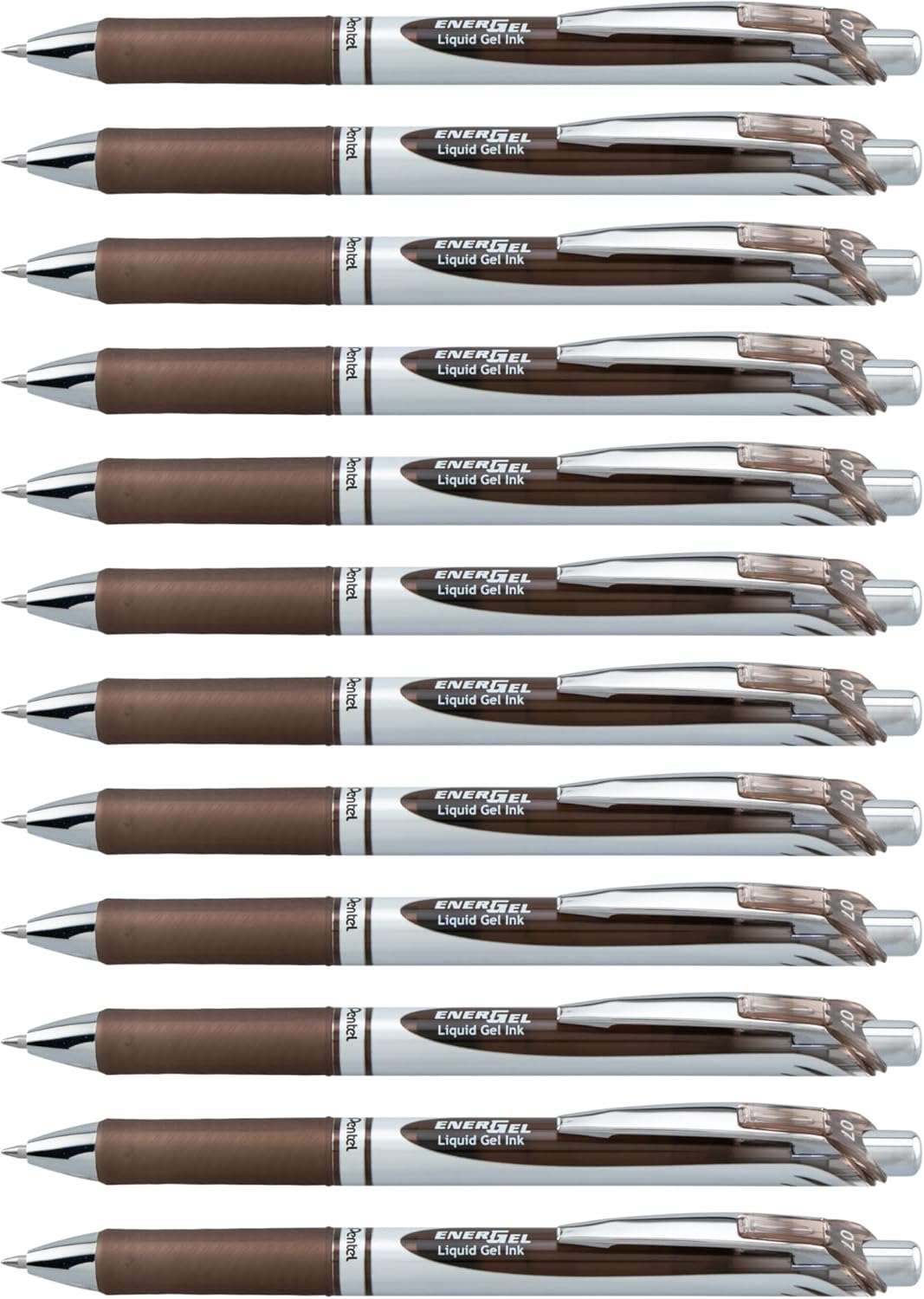 Pentel EnerGel RTX Retractable Liquid Gel Pen, (0.7mm) Medium Line, Metal Tip, Black Ink, Box of 12 (BL77-A)