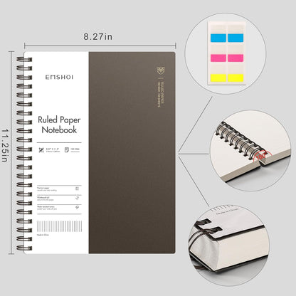 EMSHOI A5 Spiral Notebook College Ruled Lined Journal, Small 5.7" X 8.22", 300 Pages/150 Sheets, 100gsm Thick Paper, Waterproof Hardcover, for Office School Women Men Work Writing Notes, Blue