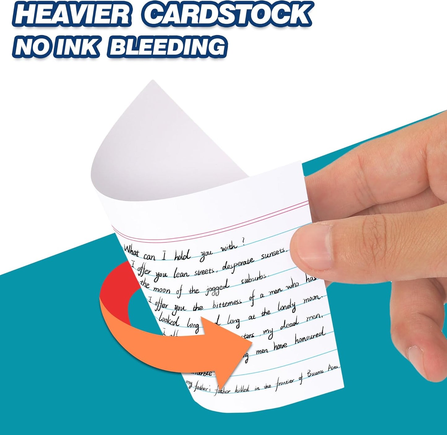 Chell Extra Heavyweight Index Cards 3x5 Inch, No Bleed-Through, 100 Count, Ruled Front and Blank Back, 80 lb. Cover Weight, Pastel Colors