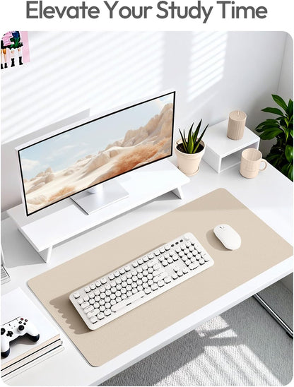 YSAGi Leather Desk Pad Protector, Office Desk Mat, Large Mouse Pad, Non-Slip PU Leather Desk Blotter, Waterproof Laptop Desk Writing Pad for Office and Home (23.6" x 13.8", Eggshell) - Colors A