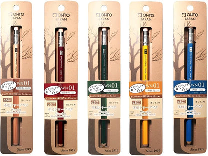 OHTO WN01 Wooden Mechanical Pencil, 0.5mm Fine Point, Standard Long Barrel, Green Body, Made from Incense Cedar, WN01-SP5-GN