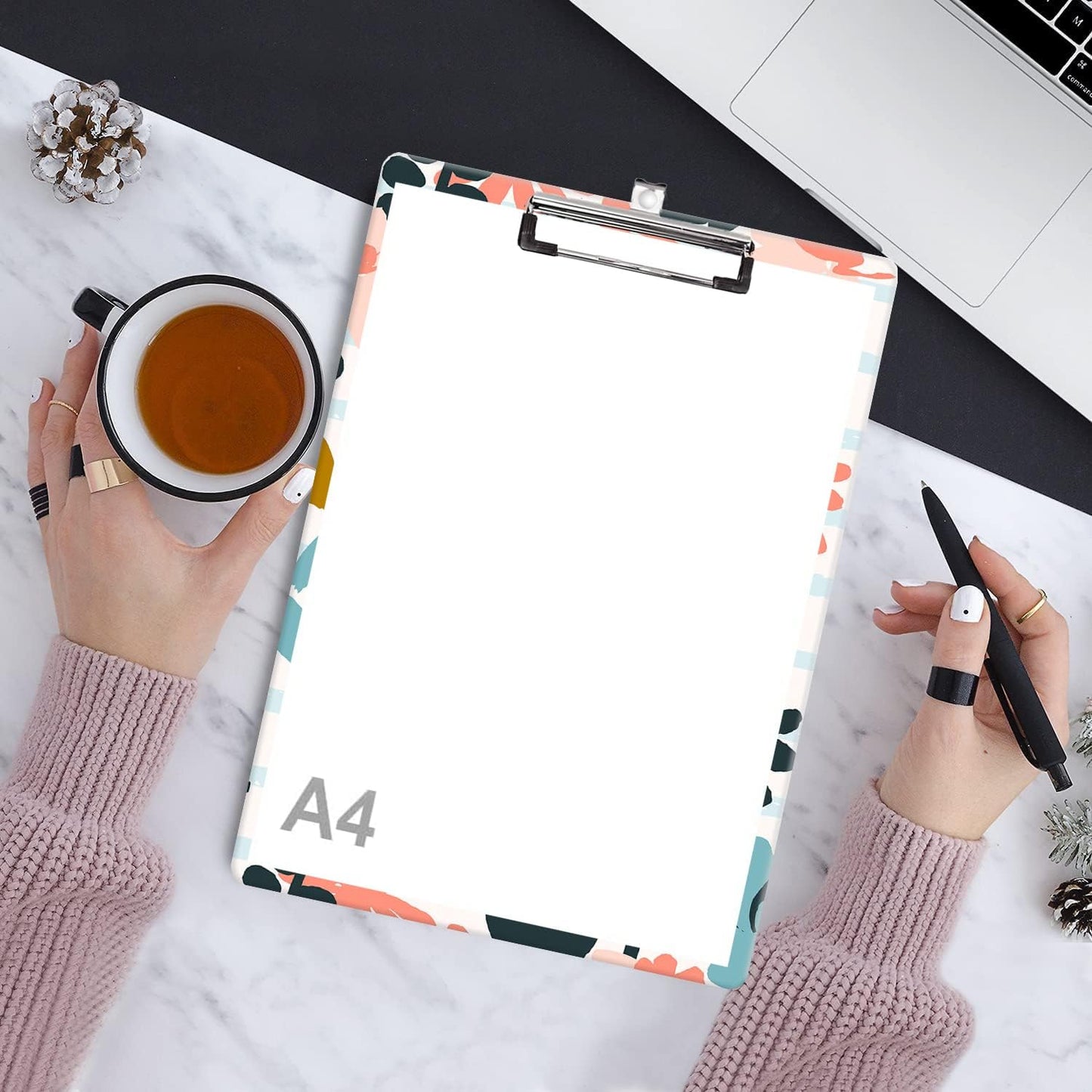 Fashion Clipboard, A4 Letter Size Wooden Decorative Clipboards for Teacher, Nurse, Doctor,Student and Kids, Cute Design for Standard Size 12.2" x 8.9" (C-Pink Purple Marble)