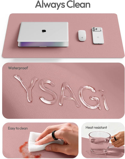 YSAGi Leather Desk Pad Protector, Large Mouse Pad, Non-Slip PU Leather Desk Blotter, Waterproof Writing Pad for Office and Home (31.5" x 15.8", Eggshell) - Colors B