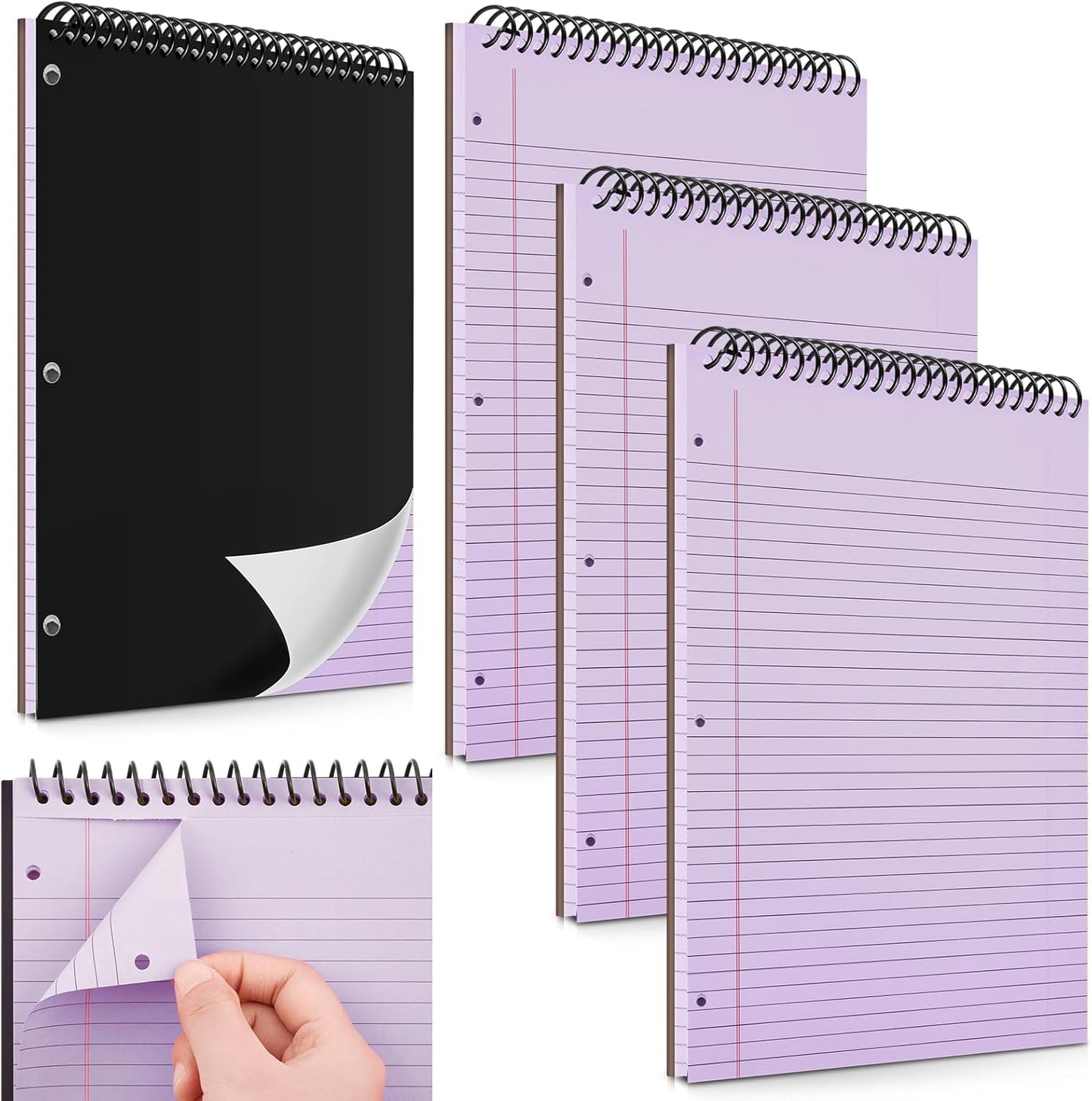 MotiMind 10 Pack 8.5" x 11" Top Spiral Notebook with 3 Hole Punched Morandi Colors Legal Pads College Ruled Notepad 50 Sheets Hard Cardboard Paper Wirebound Notepad for Office School Business