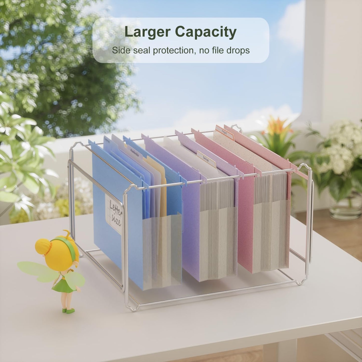Extra Capacity Hanging File Folders, 3.15" Reinforced Wheat Straw Expanding Hanging Folder Letter Size, Heavy Duty for Filing Cabinets, File Organizer for Office & Home-Sky Blue-3 Packs