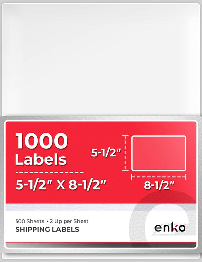 enKo 1 x 2-5/8 Inch 30 Up Return Mailing Address Labels White Printable FBA Labels (100 Sheets, 3000 Labels)