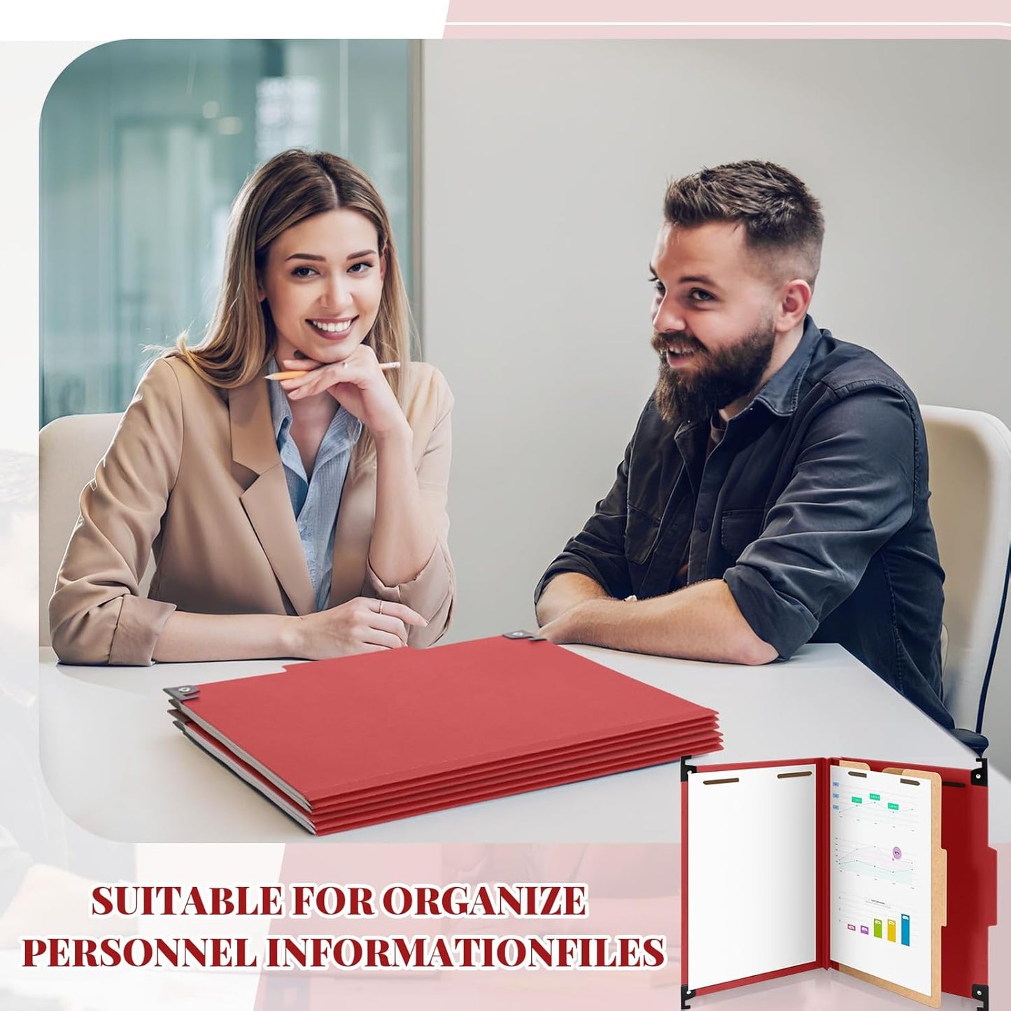 Henoyso 10 Pcs Hanging Classification Folders Bulk with 2 Prongs, 1 Divider Letter Size, 2 Inch Expansions Pressboard File Folder, 1/3-cut Tab File Organizer (1 Divider,Green)