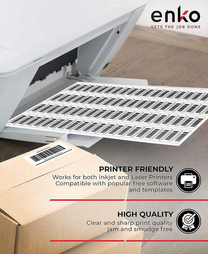 enKo 1 x 2-5/8 Inch 30 Up Return Mailing Address Labels White Printable FBA Labels (100 Sheets, 3000 Labels)