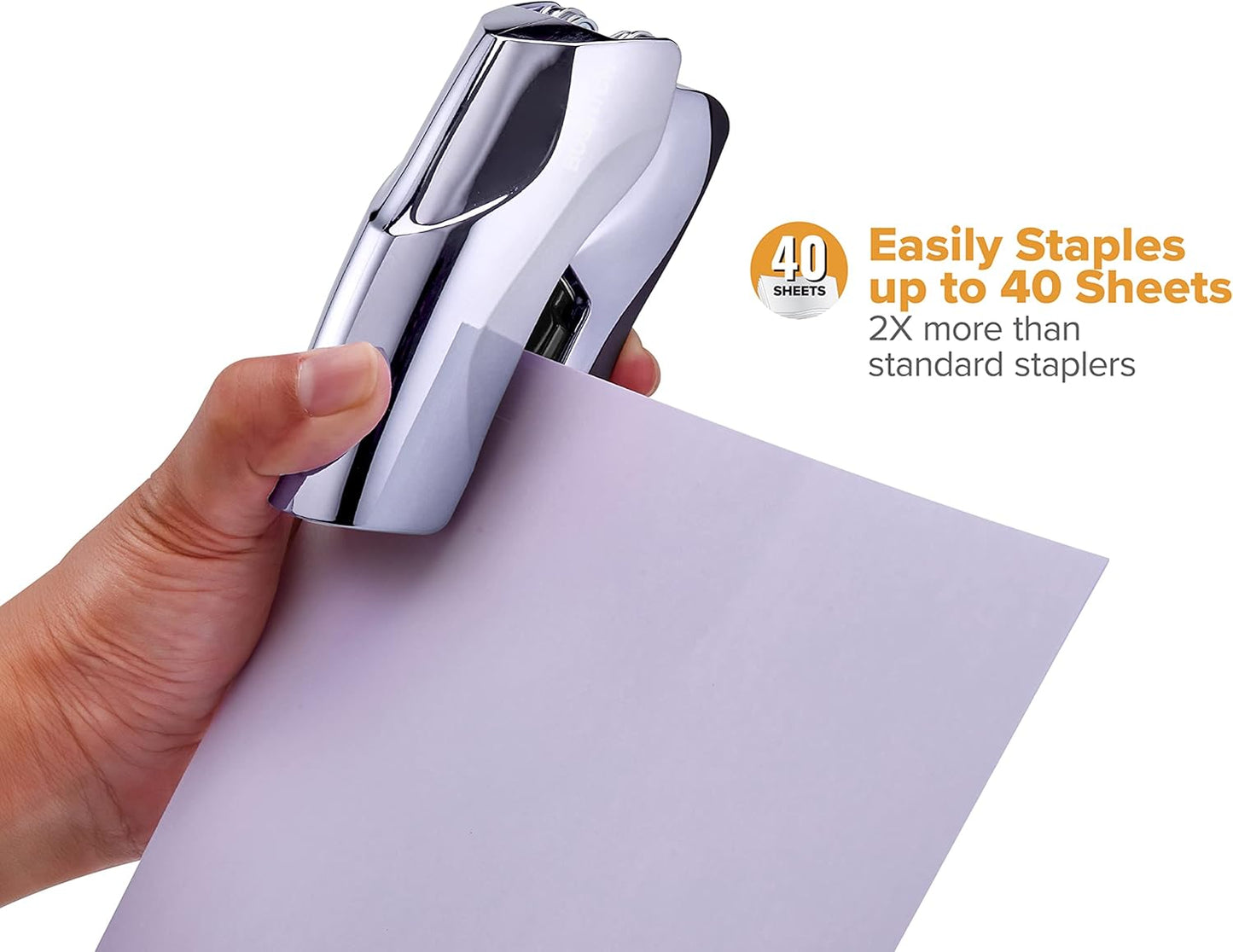 Bostitch Office Heavy Duty Stapler, 40 Sheet Capacity, No Jam, Half Strip, Fits into the Palm of Your Hand, For Classroom, Office or Desk, Black