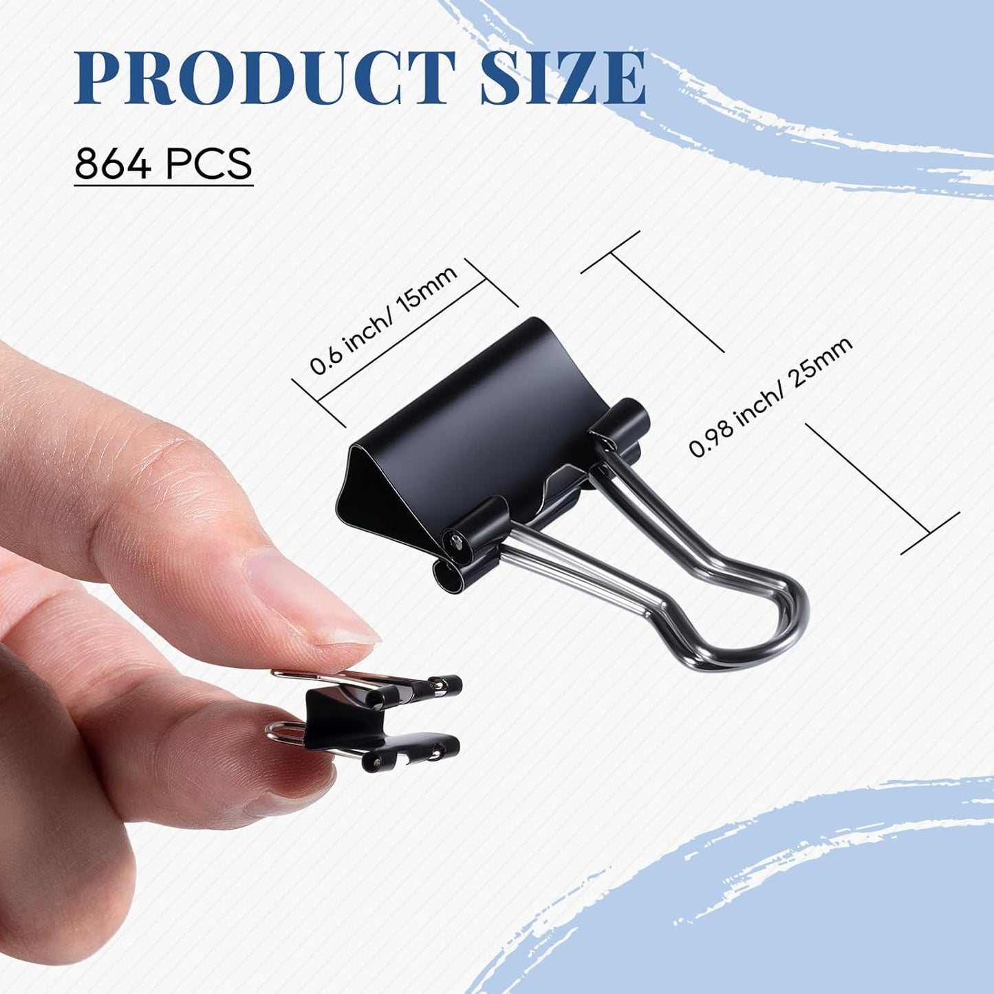 208 PCS Binder Clips Paper Clamps Assorted Sizes, Metal Paper Binder Clip, Black Binding Paperwork Clamp Bulk, School Teachers Office Supplies