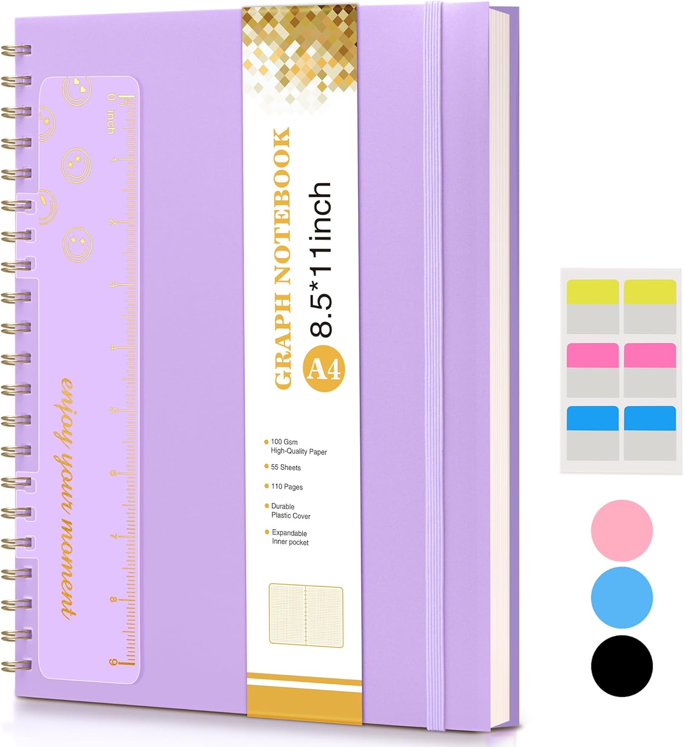 Spiral Notebook Journal 8.5” x 11”, A4 Large Pink Notebooks for Women Men, College Ruled Lined Journal, 100 GSM Paper, Plastic Hardcover Spiral Bound Journals for Work School Note Taking Business