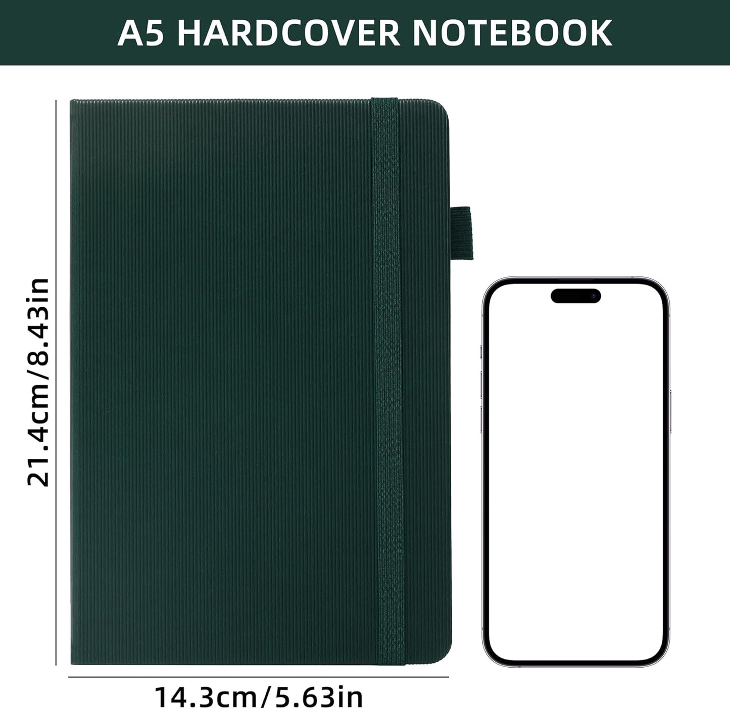 BOBO RABBIT Lined Journal Notebook for Work 100 GSM Thick Paper 300 Pages College Ruled A5 Notebook Hardcover Leather Journal for Writing School Office, 5.63"x8.43"