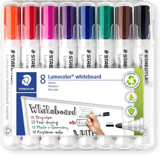 STAEDTLER 351 B WP6 Lumocolor Whiteboard Marker Chisel Tip - Assorted Colours (Pack of 6)
