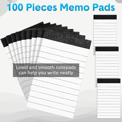 PerKoop 100 Pack Small Notepads Refills 4 x 6 Inch Lined Memo Pads 30 Sheets Mini Legal Pads Pocket Notepads for Teacher Nurse Office School Supplies
