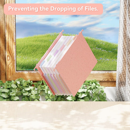 ANSOOK Hanging File Folders Letter Size,7 Pockets Expandable Accordion File Folder Organizer,3 Pack Extra Capacity File Folders Hanging with Tabs,Wheat Straw File Cabniet Folders for Office School