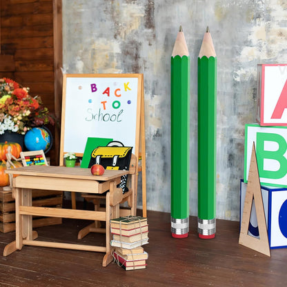 2 Pack Wooden Jumbo Pencil for Prop Gifts Decor 14 Inch Funny Big Novelty Pencil with Cap Yellow