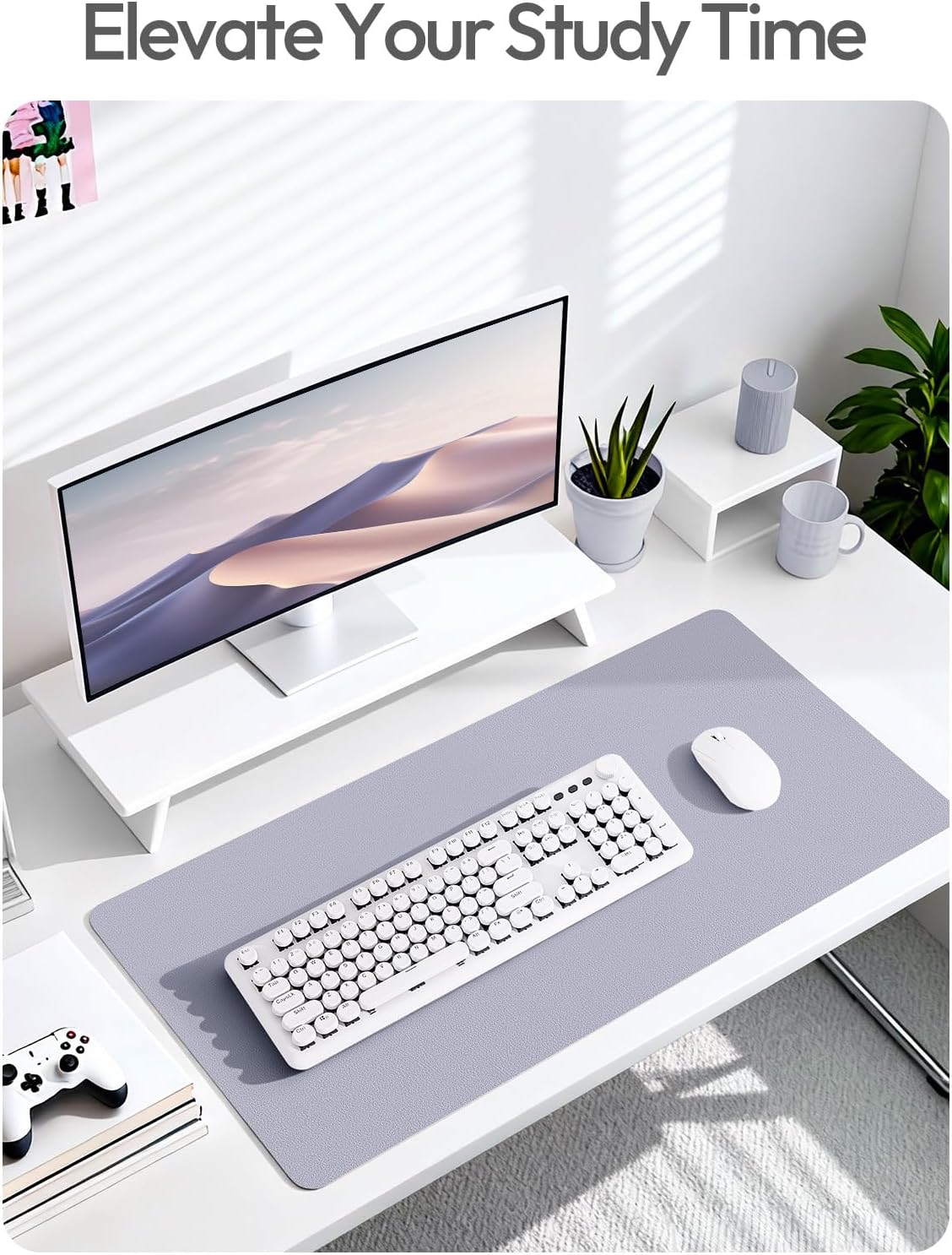 YSAGi Leather Desk Pad Protector, Large Mouse Pad, Non-Slip PU Leather Desk Blotter, Waterproof Writing Pad for Office and Home (31.5" x 15.8", Eggshell) - Colors B