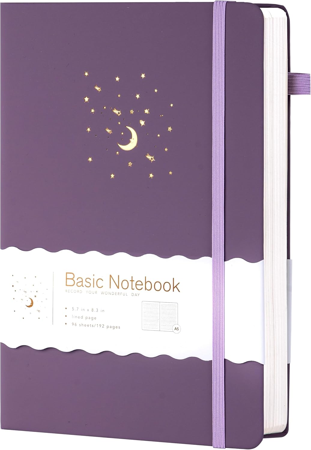 CAGIE Journal Notebook for Women Men, Hardcover Lined Notebooks Journals for Writing Work Journaling Note Taking Diary with Pen Loop (Black Ruled), Gifts, 5.7" x 8.3", 196 Pages
