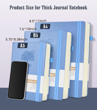 Lined Journal Notebook -365 Pages A5 Thick Journals for Writing Ruled Notebook, Hardcover Leather Journal for Women Men Daily Journal Notebook for Work, Note Taking, 100Gsm Lined Paper( 5.75'' X 8.38'' Green)