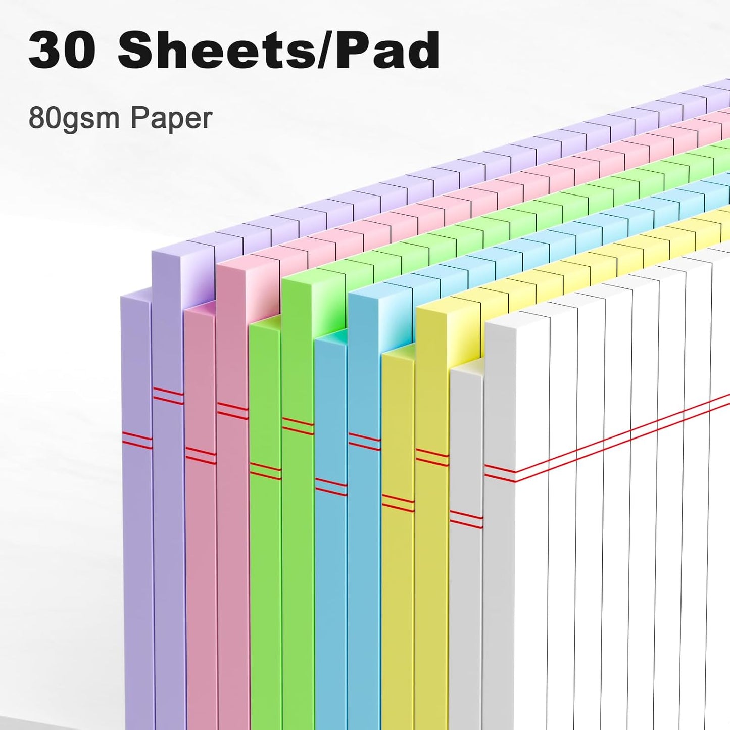 5pcs Small Note Pads 5x8 Notebook College Ruled Legal Pads Color Notepads 5 Pack Study Back Writing Pads 5 x 8 Perforated Narrow Ruled Pads of Paper for School & Office Supplies 30 Sheets/Pack