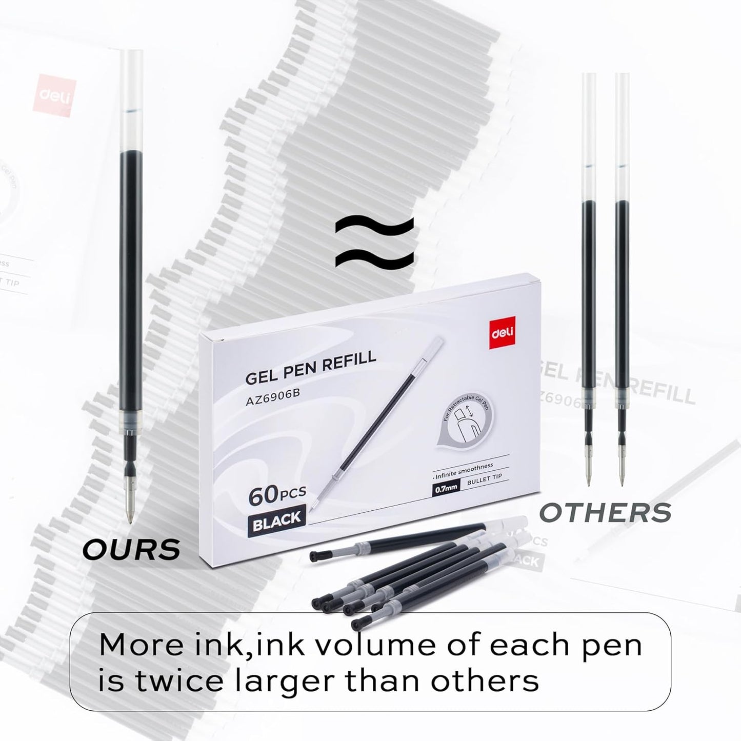 deli Gel Pens, 50 Pcs Retractable Pens Black Ink, Medium Point Pen 0.7mm, Smooth Writing, Fast Dry, No Bleed for Journaling Note Taking, Home School Office Supplies