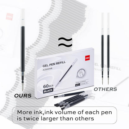 deli Gel Pens, 50 Pcs Retractable Pens Black Ink, Medium Point Pen 0.7mm, Smooth Writing, Fast Dry, No Bleed for Journaling Note Taking, Home School Office Supplies