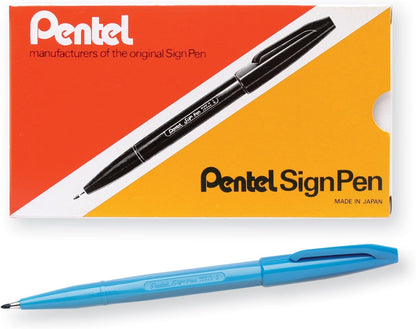 Pentel Sign Pen, Fiber-Tipped, Black Ink (S520-A), Box of 12