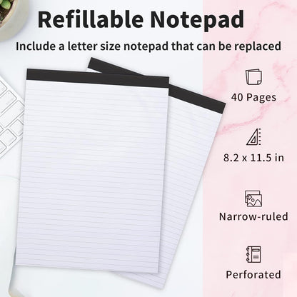 Sooez Clipboard with Refillable Notepad, Clipboard Folder with 10 Storage Pockets for Letter Size, Spiral Clipboard Notebook, Cute Portfolio for School Office Nursing