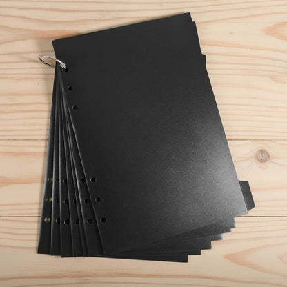 Thinp A5 6 Ring Binder Dividers with Tabs, 7-Pack Plastic A5 Tab Dividers Black Binder Index Divider Insertable Planner Inserts 6 Hole for Notebooks and Binders (Black)