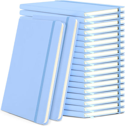Honoson 20 Pack Lined Journal Notebooks A5 Hardcover Executive Notebook 5.5" x 8.3" PU Leather Wide Ruled Journals Bulk with Elastic Band for Home Business Office School Supplies(Black)