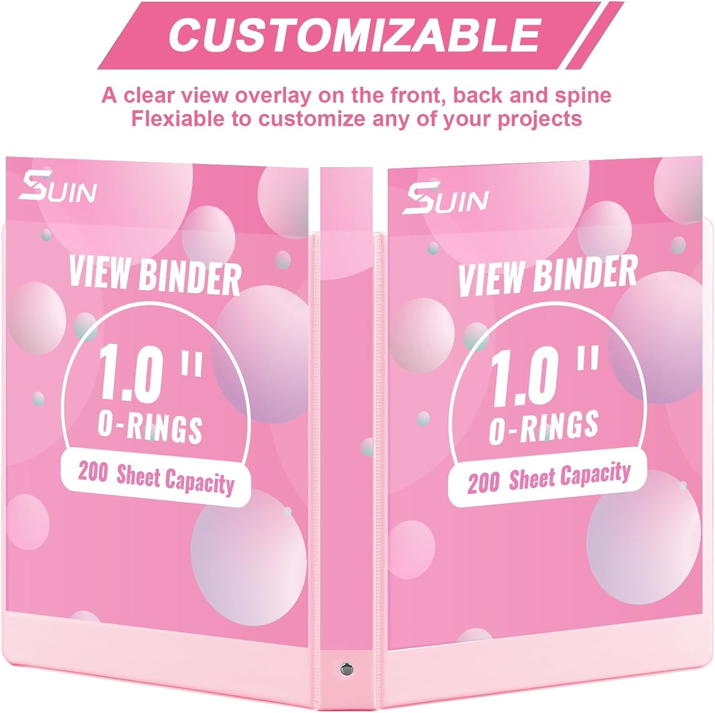 SUIN 1-inch 3 Ring Binder with 2 Interior Pockets, 1''Durable Binders Holds US Letter Size 8.5'' x 11'' Paper - Versatile Binders for Office, Home, and School Use, 6 Pack Black