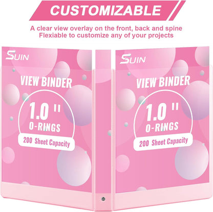 SUIN 1-inch 3 Ring Binder with 2 Interior Pockets, 1''Durable Binders Holds US Letter Size 8.5'' x 11'' Paper - Versatile Binders for Office, Home, and School Use, 6 Pack Black