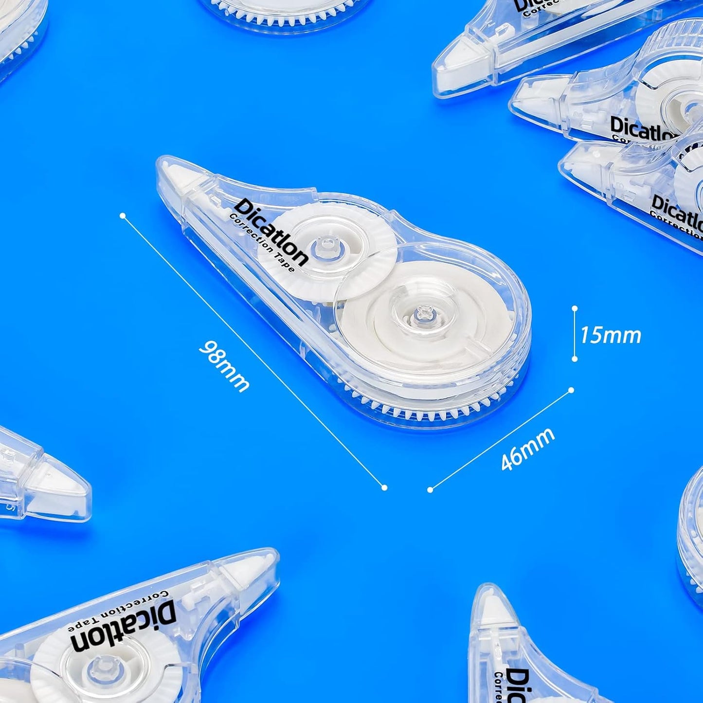 White Correction Tape 10 Pack, Easy Use Roller Applicator, Instant Dry, Jam Free PET Film, Smooth Precise Corrections for School, Office, Home,1/5" X39Ft